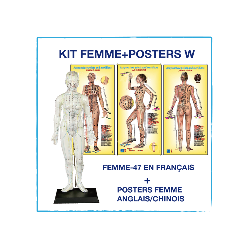 Frauenmodell-Kit + Frau, die Poster eindringt